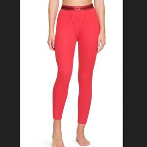 SKIMS Stretch Cotton Rib Leggings Small NWT Red